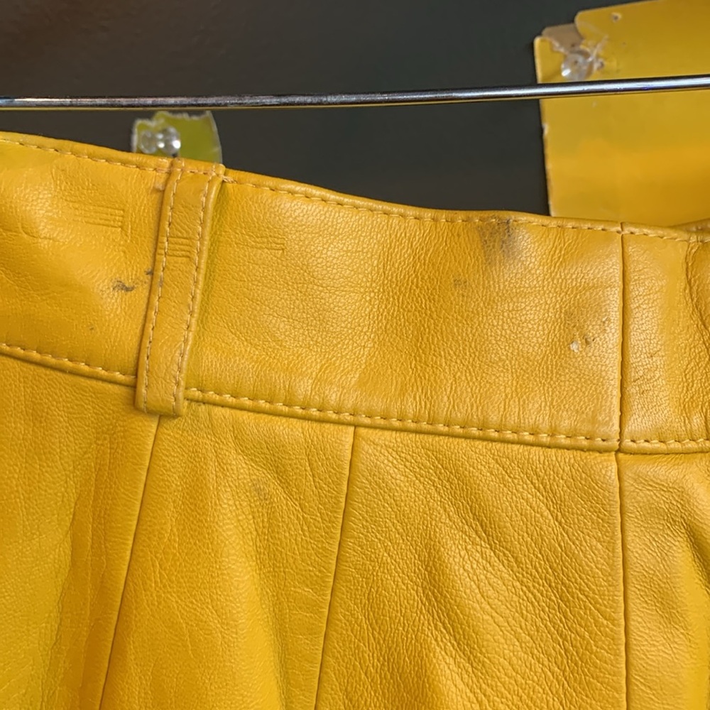 Vibrant Yellow Vintage Leather Shorts - Picture 7 of 8